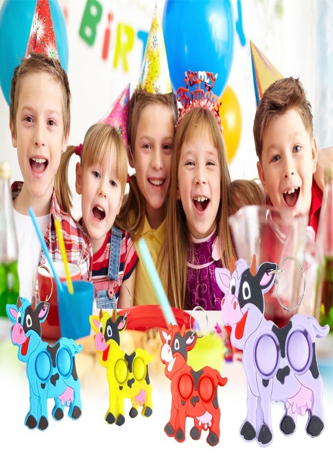 HOZKEAP 24 Packs Bulk Fidget Bubble Mini Pop Cow Animals Keychain, Holiday Party Favors Supplies Classroom summer Student gifts - Image 3